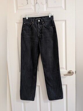 Aritzia Denim Forum 100% Organic Cotton Black High-Rise Loose Straight-Leg Jeans